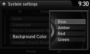 Interface Settings Background Color Background Color System Setup H SETTINGS button System Settings Others Background