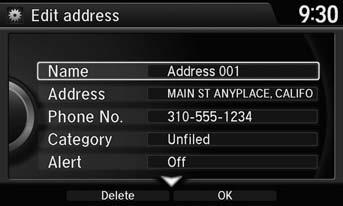 Personal Information Address Book The following items are available: Current Position: Select your current location. Address: Enter an address on the character input screen when prompted. 2 Address P.