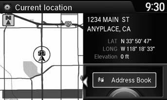 Map Current Location Current Location System Setup H SETTINGS button Navi Settings Map Current Location Display and save your current location for future use as a destination.