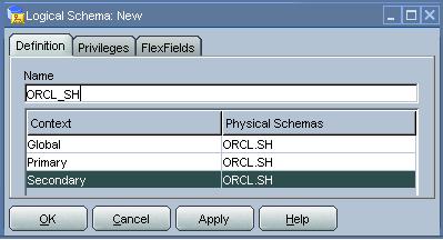 Click OK and click OK again when prompted for No Context specified for this Schema. We will create the context in the later steps. 4.1.5.6. Create the Oracle Logical Schema.