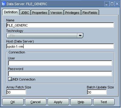 4.1.6. Configure the Physical and Logical Schemas for the Flat File Source. In this step, we will be modifying the existing FILE_GENERIC source that comes pre-installed in the ODI Topology.