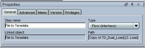 Highlight the File to Teradata step in the diagram and set the properties as shown below. 7.3.12.