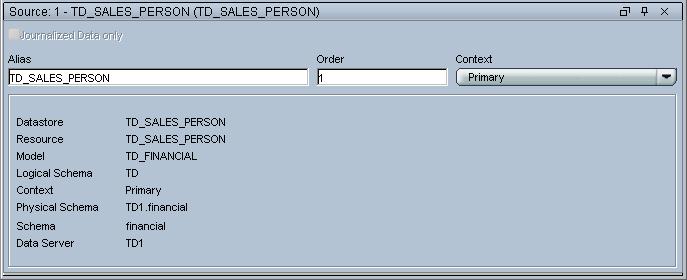 Click on TD_REPL_SALES_PERSON in the Target Datastore section. In the properties box, set the Context as Execution Context.