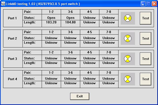 An example for CAT-5 cable diagnostic with open on port 1, just click