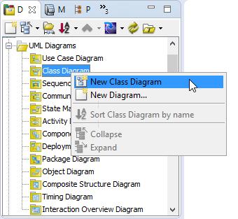 In Diagram Navigator, right click on Class Diagram node and select New Class Diagram from the popup menu. 2.
