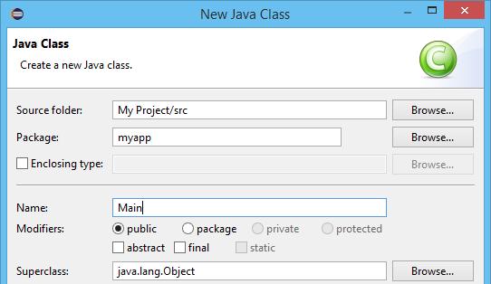 Perform Coding In this section, you are going to build an executable application with the User class. 1. Create a Main class.