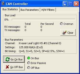 Using the Kvaser CANLeaf analyzer Connect the CANLeaf Analyzer to the CAN bus using the cable that converts from D-type to 4mm banana leads.