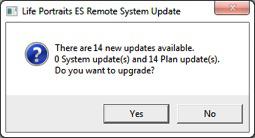 If there is an update available one more message will ask if you want to upgrade now. Select Yes to update. Select No to update at a later time.