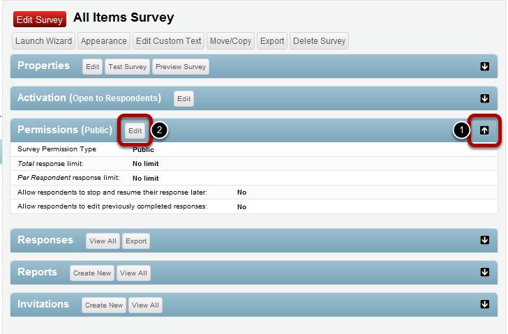 1. From the Survey Manager page, select the survey you want to configure permissions for.