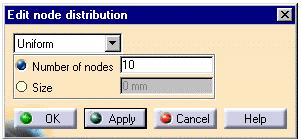 Setting Constraints 5. Select the edge on which a new distribution will be set. 6. In the Edit node distribution dialog box we define the parameters of the new distribution.