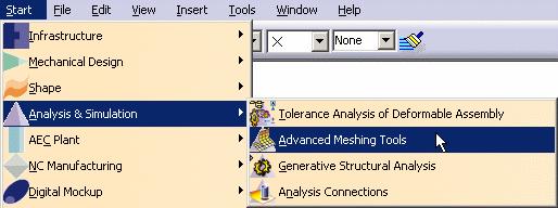 Select the Start -> Analysis & Simulation -> Advanced Meshing Tools menu.