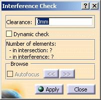 Page 195 1. Click the Intersections / Interferences icon in the Mesh Analysis Tools toolbar. The Interference Check dialog box appears.
