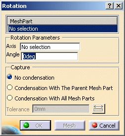 Page 219 MeshPart: lets you select the parent mesh part Rotation Parameters Axis: lets you select the axis of rotation Angle: lets you select the angle of rotation (in degrees) Capture: lets you