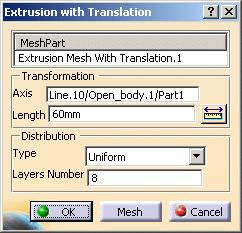 Page 232 4. Click the Mesh button. An Extrusion Mesh with Translation.