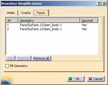 Page 73 The selected faces automatically appear in the Boundary Simplifications dialog box. 3.