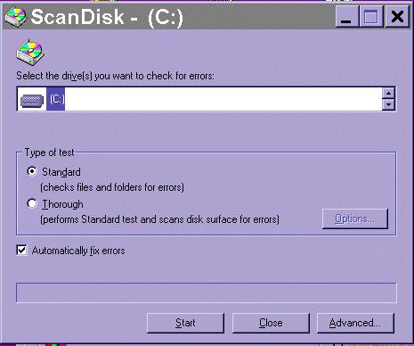 Also, if the computer seems to be running slower than usual, sometimes this procedure will provide a fix. It is a good idea to perform this operation often. Scandisk procedure 1.