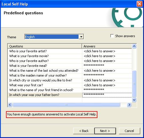 In the Predefined Questions dialog, select a language in the Theme drop-down list.