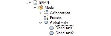 Global tasks are created in the model browser.