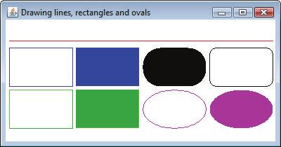 650 Chapter 15 Graphics and Java 2D 1 // Fig. 15.19: LinesRectsOvals.java 2 // Drawing lines, rectangles and ovals. 3 import java.awt.color; 4 import javax.swing.