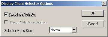 Enable Tiling This checkbox, if selected, allows multiple sessions to be tiled to allow a visual selection. The Selector Options button launches the Group Selector Options window.