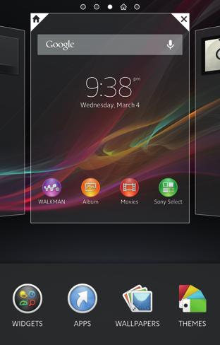 To set a pane as the main Home screen pane 1 Touch and hold an empty area on your