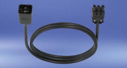 62 3 32 A (400 V AC ) 3 63 A (400 V AC ) Mains cable, IEC 60320 C20 plug, Wieland socket to connect 19" power distributor to Wieland sockets Length 1 m, 1 piece Mains cable, IEC 60320 C20