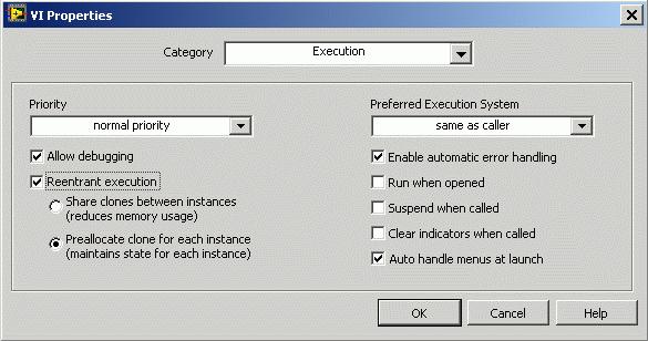 Click Reentrant execution Choose Preallocate clone for each instance