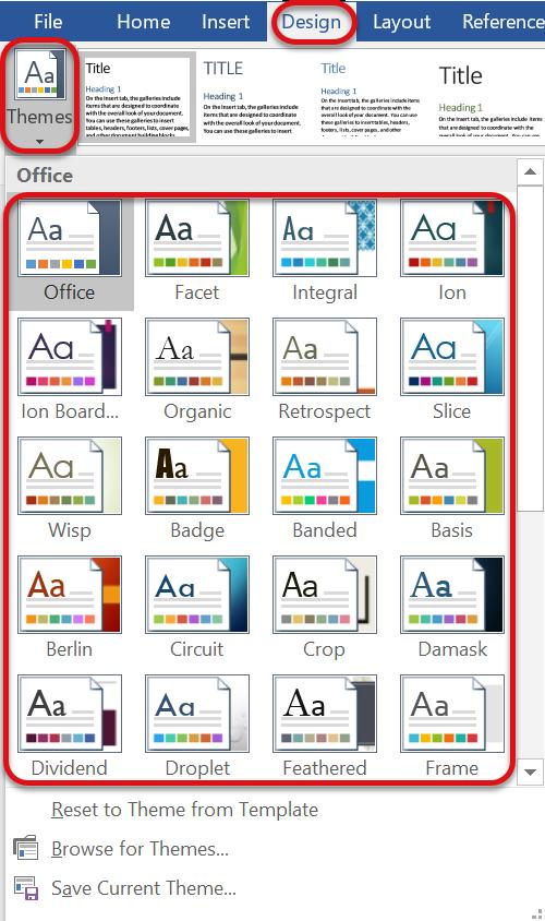This can be useful when working on a project because the same theme (font, colors, graphics) may be allied to each document so they all have