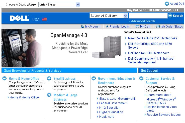 An example of an easy-to-read page: The Dell.com home page is always easy to read. Their headings are short, but descriptive.