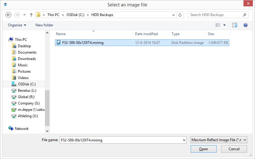 5. Search for the image/backup file and