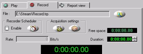 4.1.2 Record Panel Dedicated to the Record function, the Recorder controls the different commands and parameters for the acquisition of a Transport Stream.