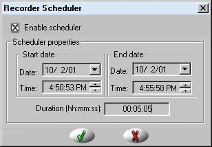Figure 11 Acquisition settings (SPI) The Record Scheduler lets you plan a stream acquisition, by specifying the time and date when the operation should start and the duration