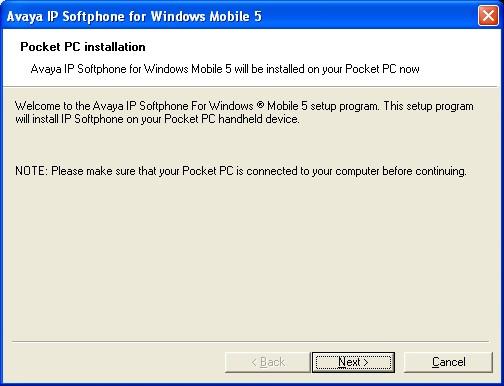 The following steps illustrate the installation of the Avaya IP Softphone for Windows Mobile 5 application