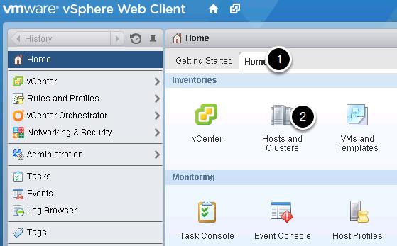 Cluster Configuration From the vsphere Client: 1. If necessary, click Home tab 2.