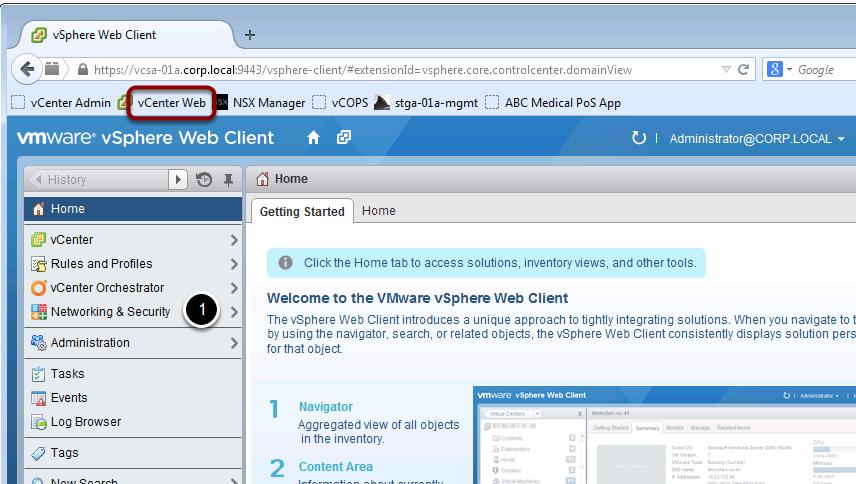 Access the NSX configuration Access the NSX