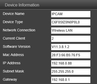 Your settings may be different, but be sure that your camera has an IP address.