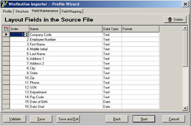 Activate Employee Import Profile 14 The imported profile contains the field names contained in the import file.
