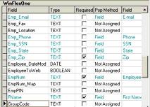 Continue selecting fields from the Data Source window and assigning them to the appropriate