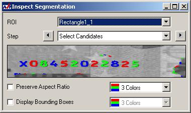 2.2 Extracting the Symbols from the Image 21 1 select the region of interest to be inspected 2 select the intermediate result to be inspected 3 select a suitable color scheme 4 check this box to