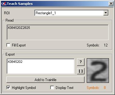 2.3 Selecting and Creating OCR Fonts 29 1 2 3 4 select the ROI you can copy the symbol names that have been read to the export text box type in or correct the symbol name of the sample displayed on