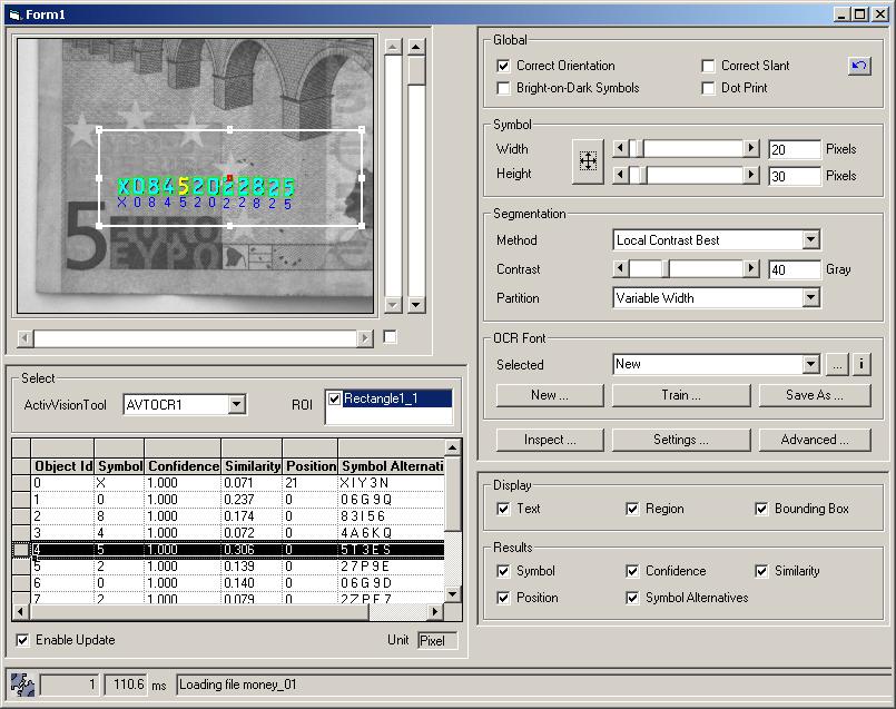 2.4 Displaying and Selecting Results 39 enable the update of results and 3 4 select AVTOCR1 in the combo box select one or more ROIs, whose results are then displayed Figure 2.