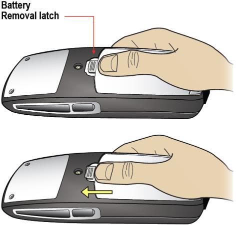 To replace the battery Pack, slide the tab of the Battery Pack into the bottom slot as shown below.