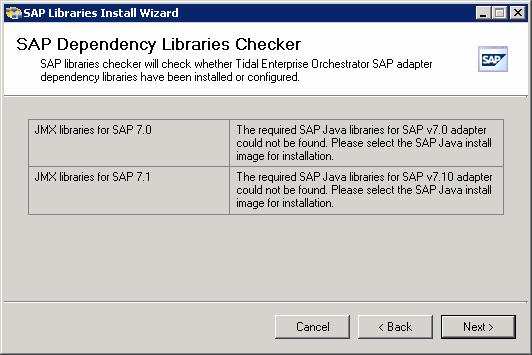 Chapter 1 Understanding the SAP Java Adapter Objects Viewing SAP Java Adapter Properties Figure 1-5 SAP Dependency Libraries Checker