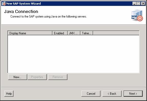 Creating SAP System Targets Chapter 2 Managing SAP Java Targets Default runtime user Connection string Choose the user account that contains the credentials to connect to the database from the