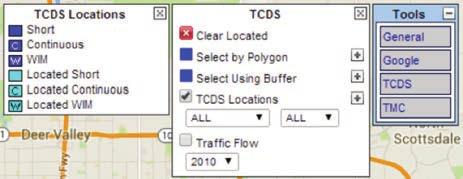 2. Click on the TCDS option. 3. Click the + button to the right of the TCDS Locations option to display the TCDS Locations legend.