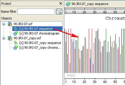 Viewing Two Chromatograms Simultaneously To add another sequence to the Sequence View, drag the required sequence object from the Project View and