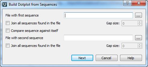 Here you should specify the File with first sequence. Also you should either check the Compare sequence against itself option or select the Fi le with second sequence.