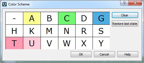 The next dialog will appear for nucleotide extended mode: Here you can select a color for each