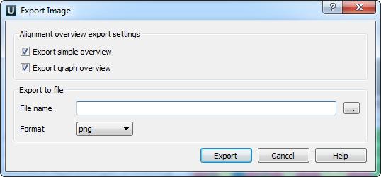 Export as image - you can export multiple alignment overview and simple alignment overview as image. Use this context menu item to do it.