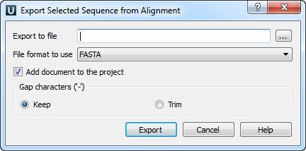 required sequences in the Selected sequences list. Use buttons: Invert selection to invert the selection of the sequences. Select all to select all sequences.